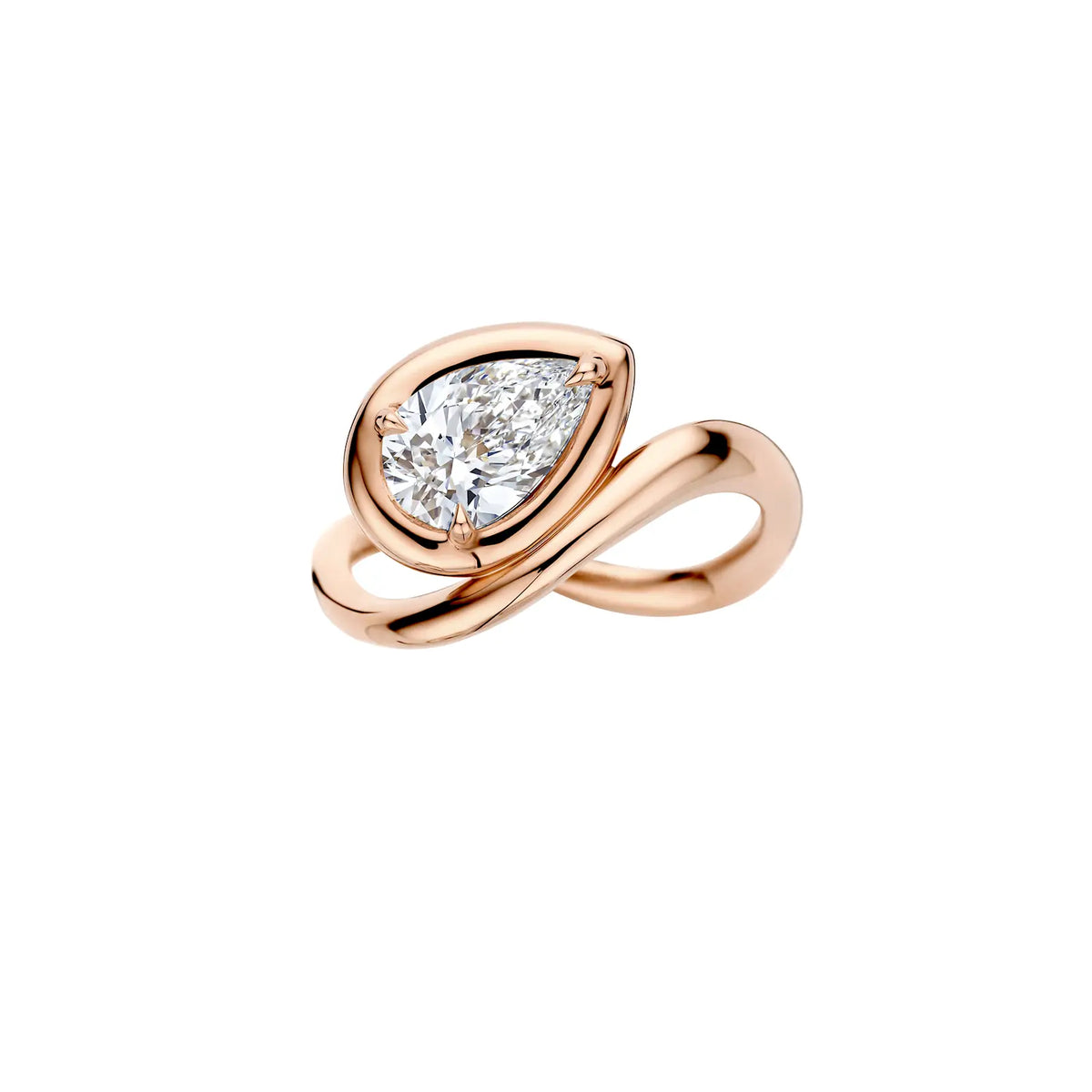 Floating Bezel Pear Diamond Ring