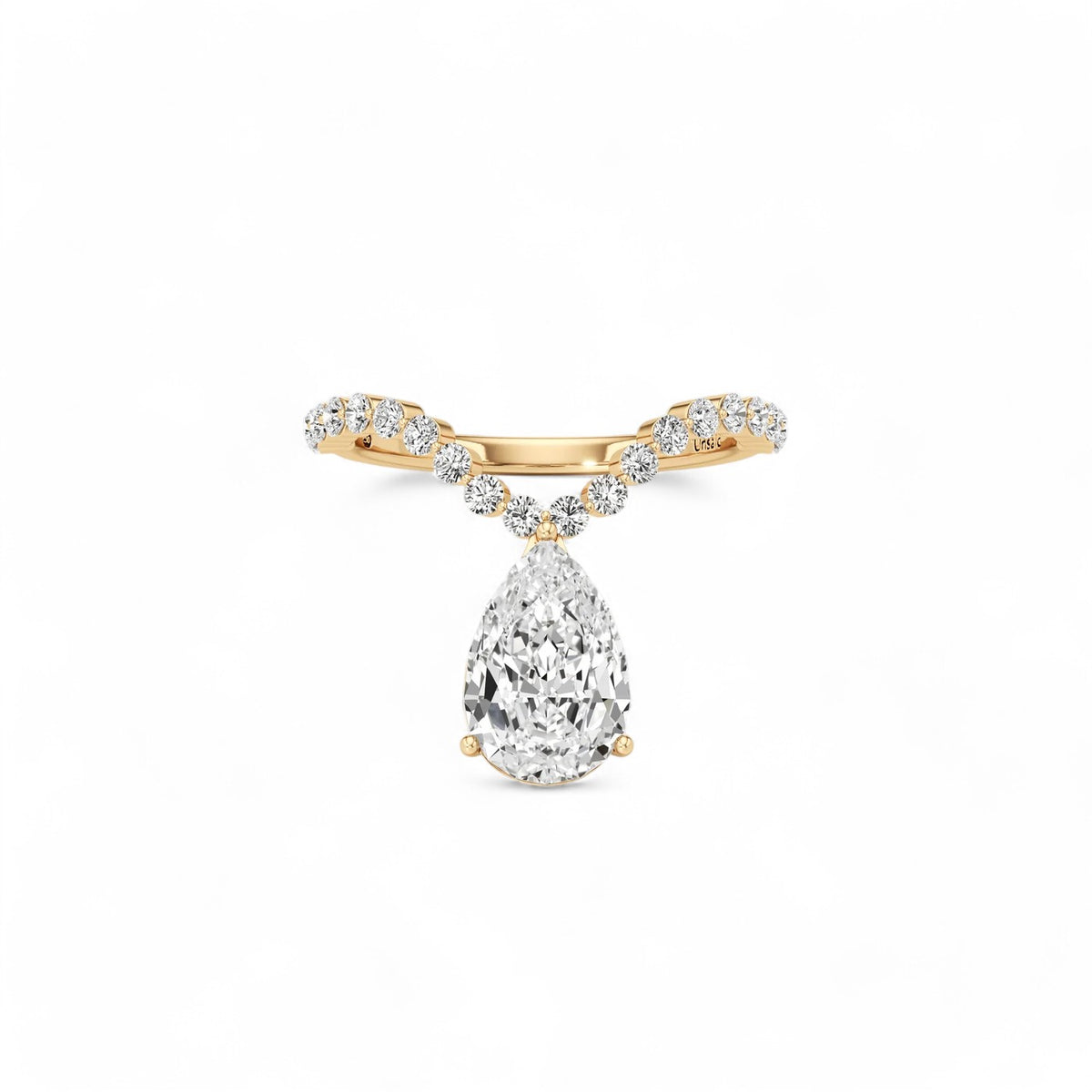 Nova U Drop Pave Diamond Ring
