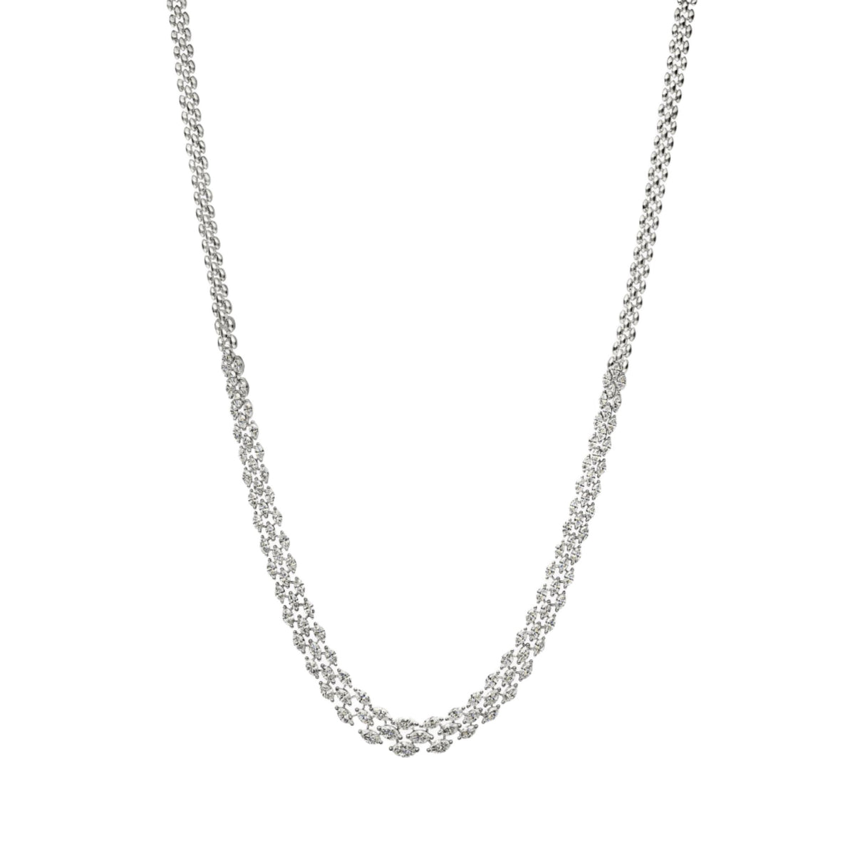 Triple Row Marquise Diamond Necklace
