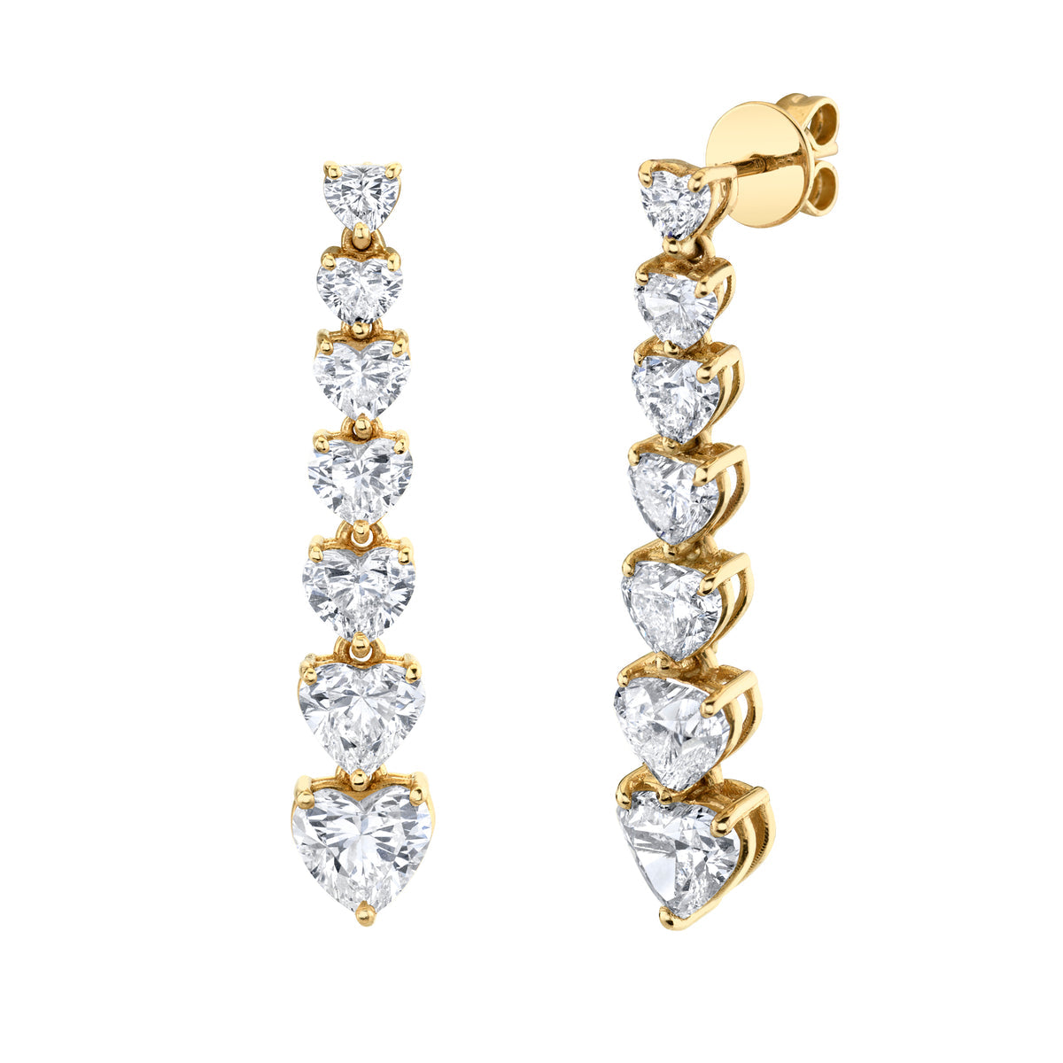 Diamond 7 Heart Drop Earrings
