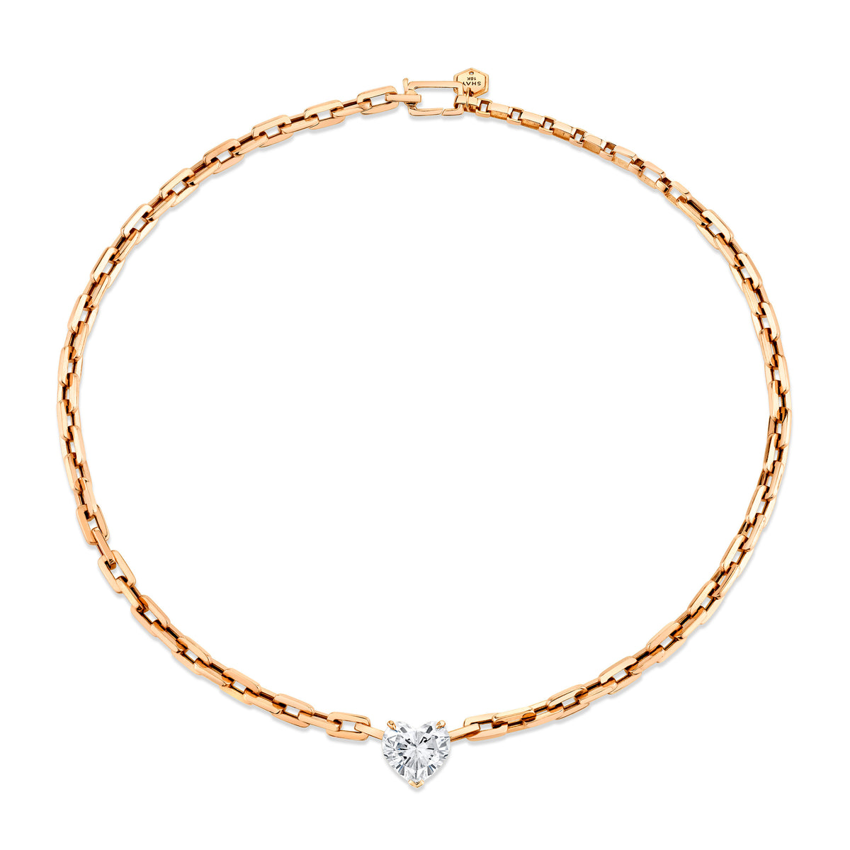DIAMOND HEART GOLD LINK NECKLACE