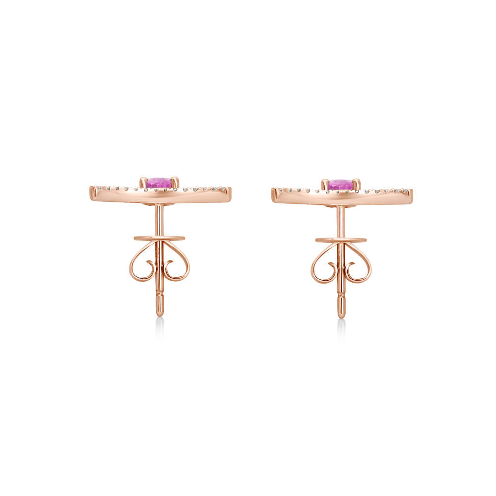Terri Pink Sapphire Pear & Diamond Earrings