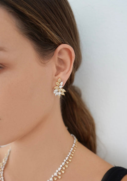 Two-Tone Diamond Cluster Earrings
