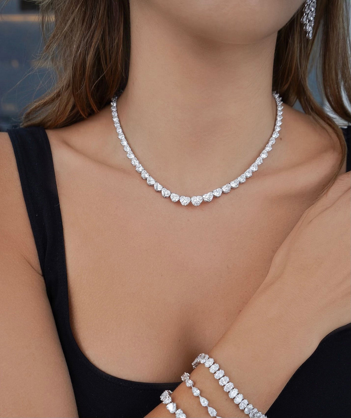 Riviera Heart Shape Diamond Necklace
