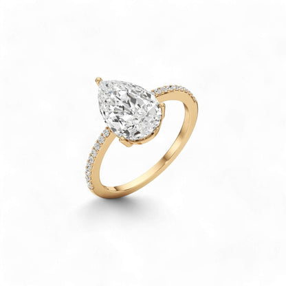 Pear Solitaire Ring