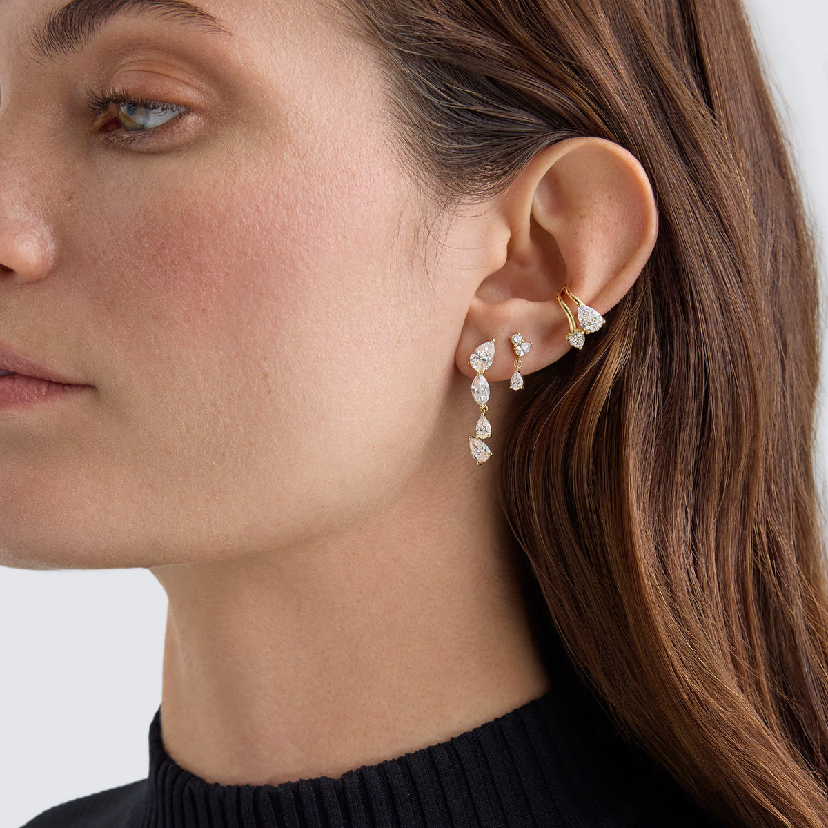 Cici Duo Pear Diamond Ear Cuff
