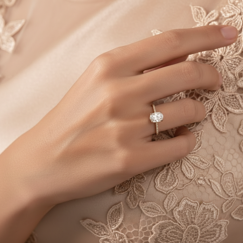 Classica Oval Pave DIamond Ring