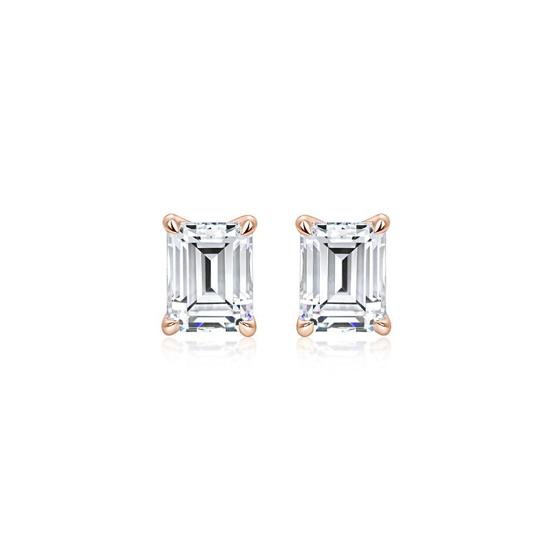 Emerald Cut Diamond Studs