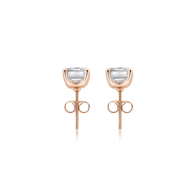 Emerald Cut Diamond Studs
