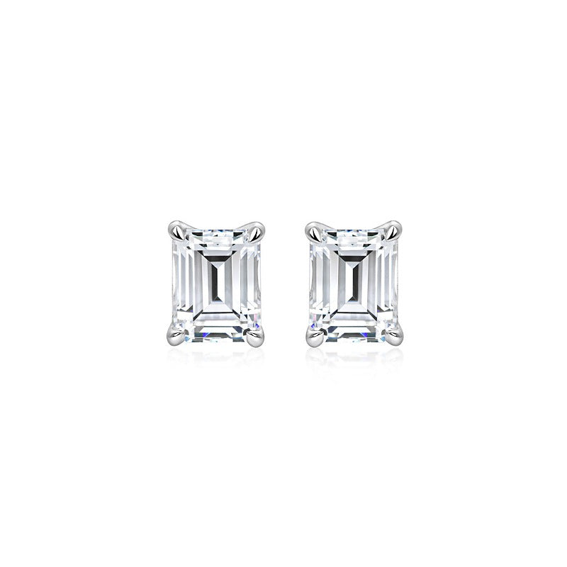 Emerald Cut Diamond Studs