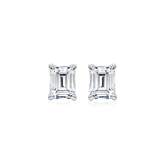 Emerald Cut Diamond Studs