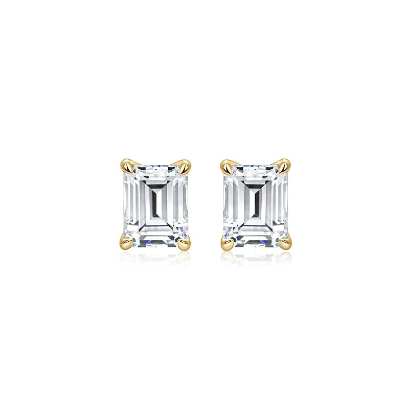 Emerald Cut Diamond Studs