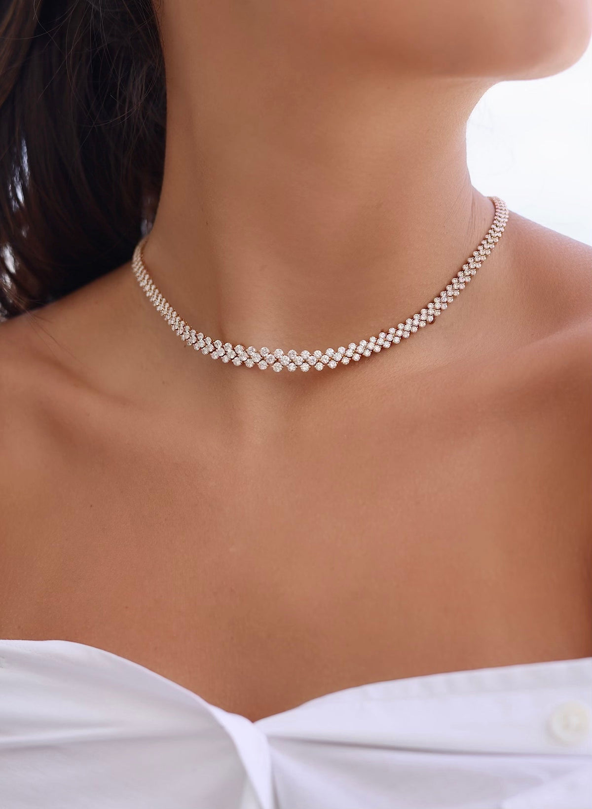 Three Row Diamond Necklace