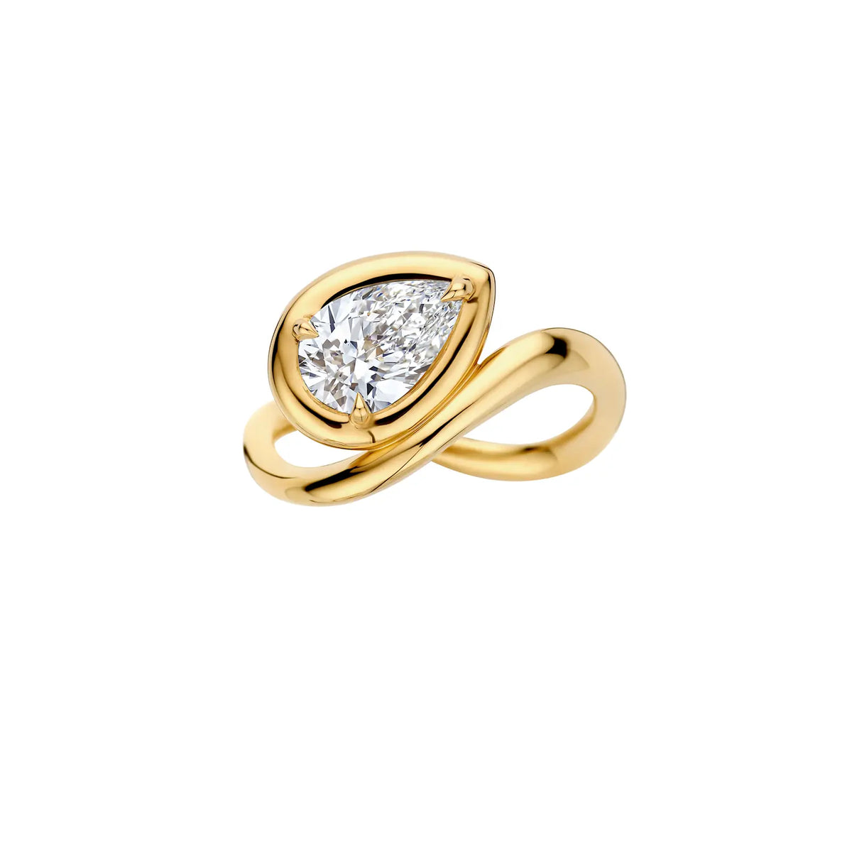 Floating Bezel Pear Diamond Ring