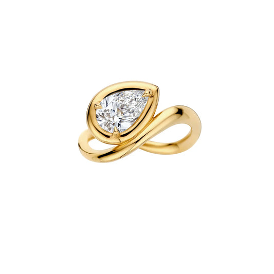 Floating Bezel Pear Diamond Ring
