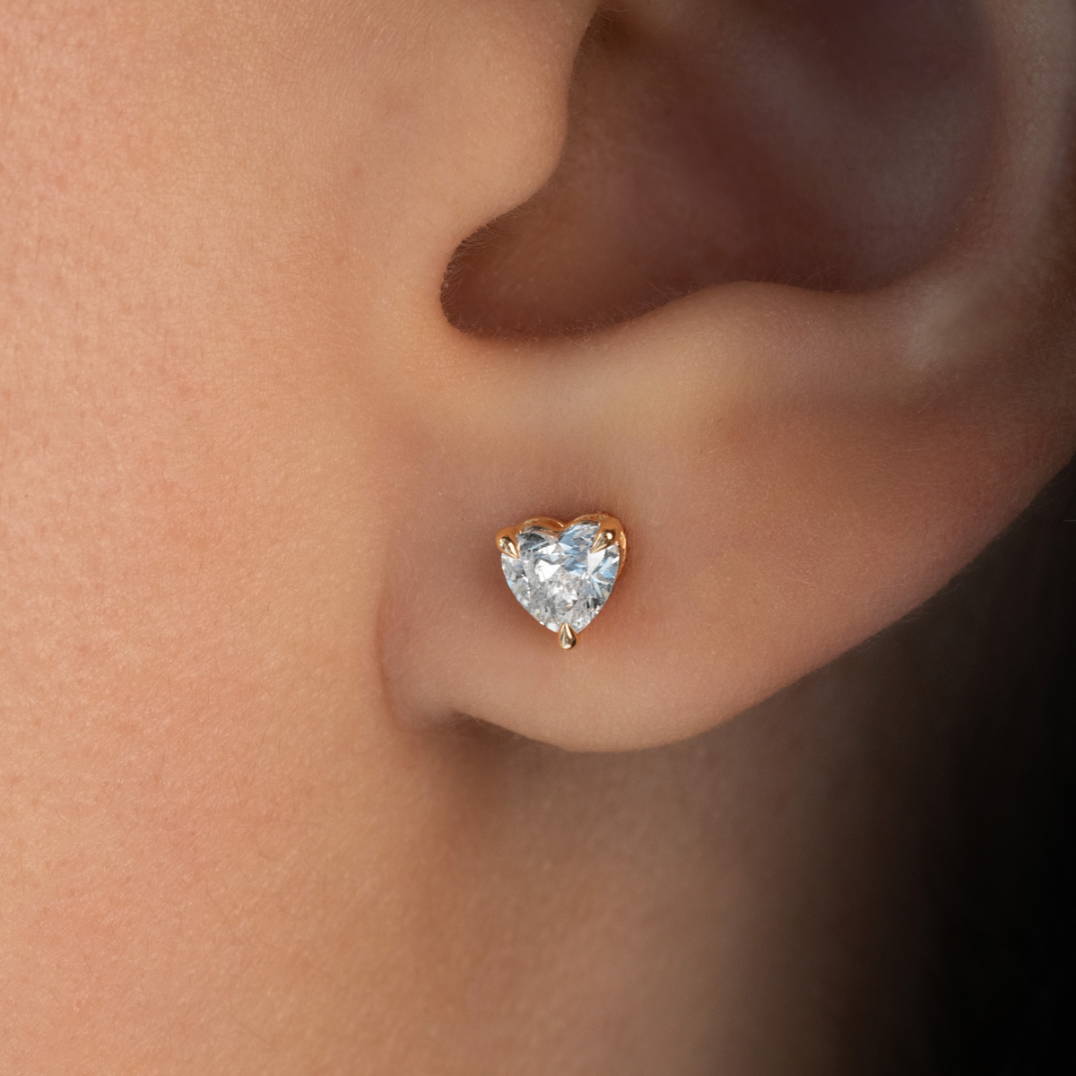 Heart Shaped Diamond Studs