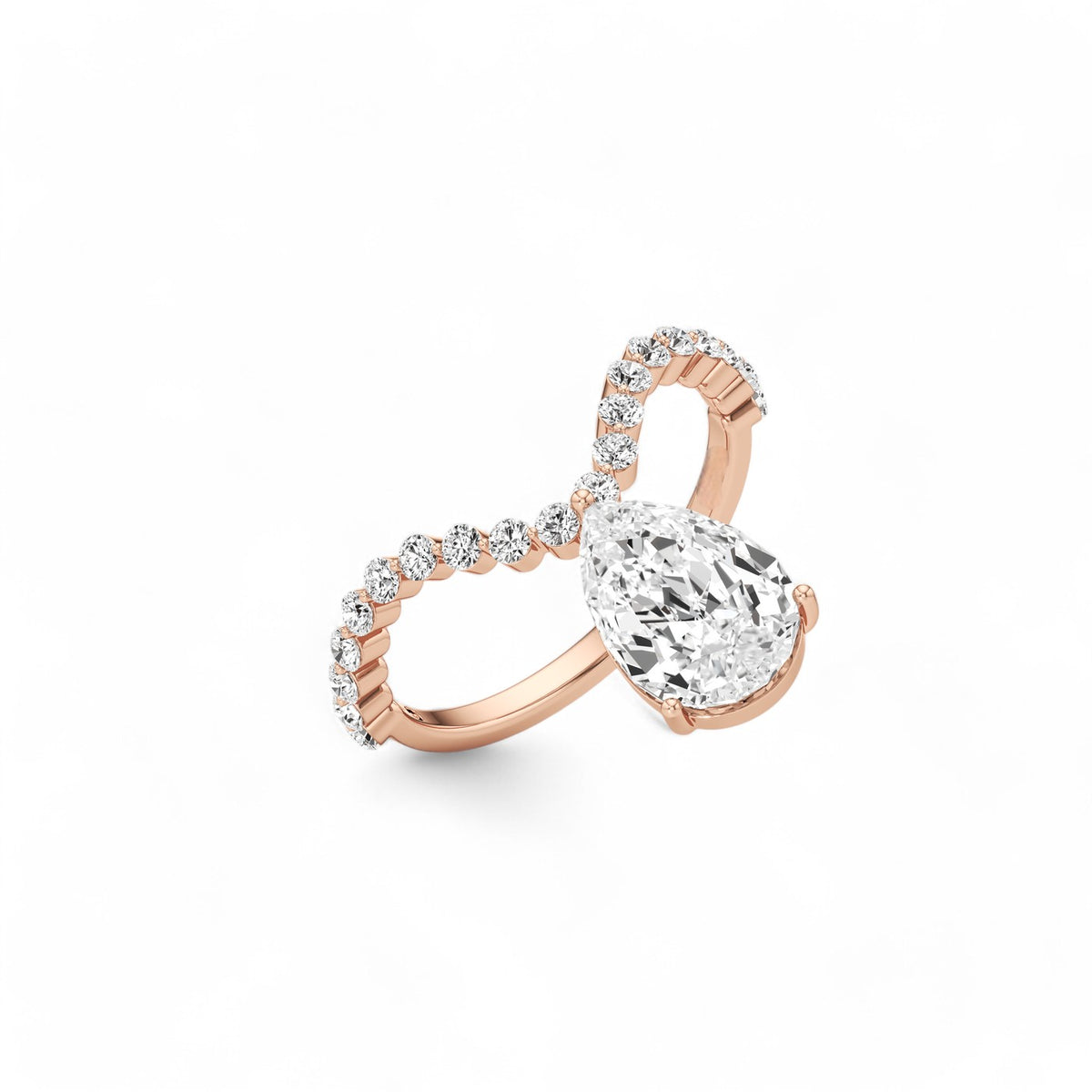 Nova U Drop Pave Diamond Ring