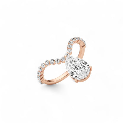 Nova U Drop Pave Diamond Ring