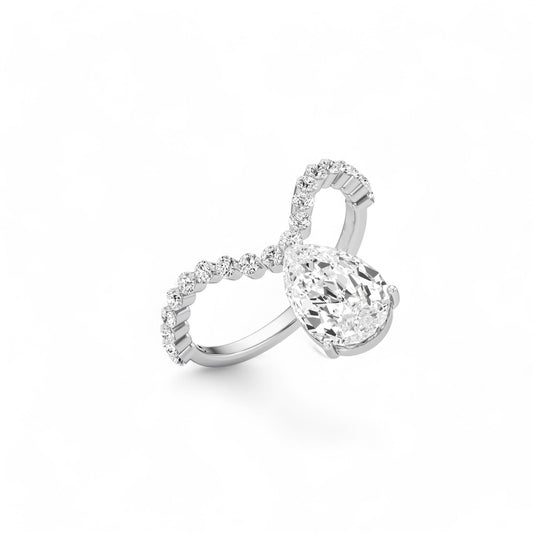 Nova U Drop Pave Diamond Ring