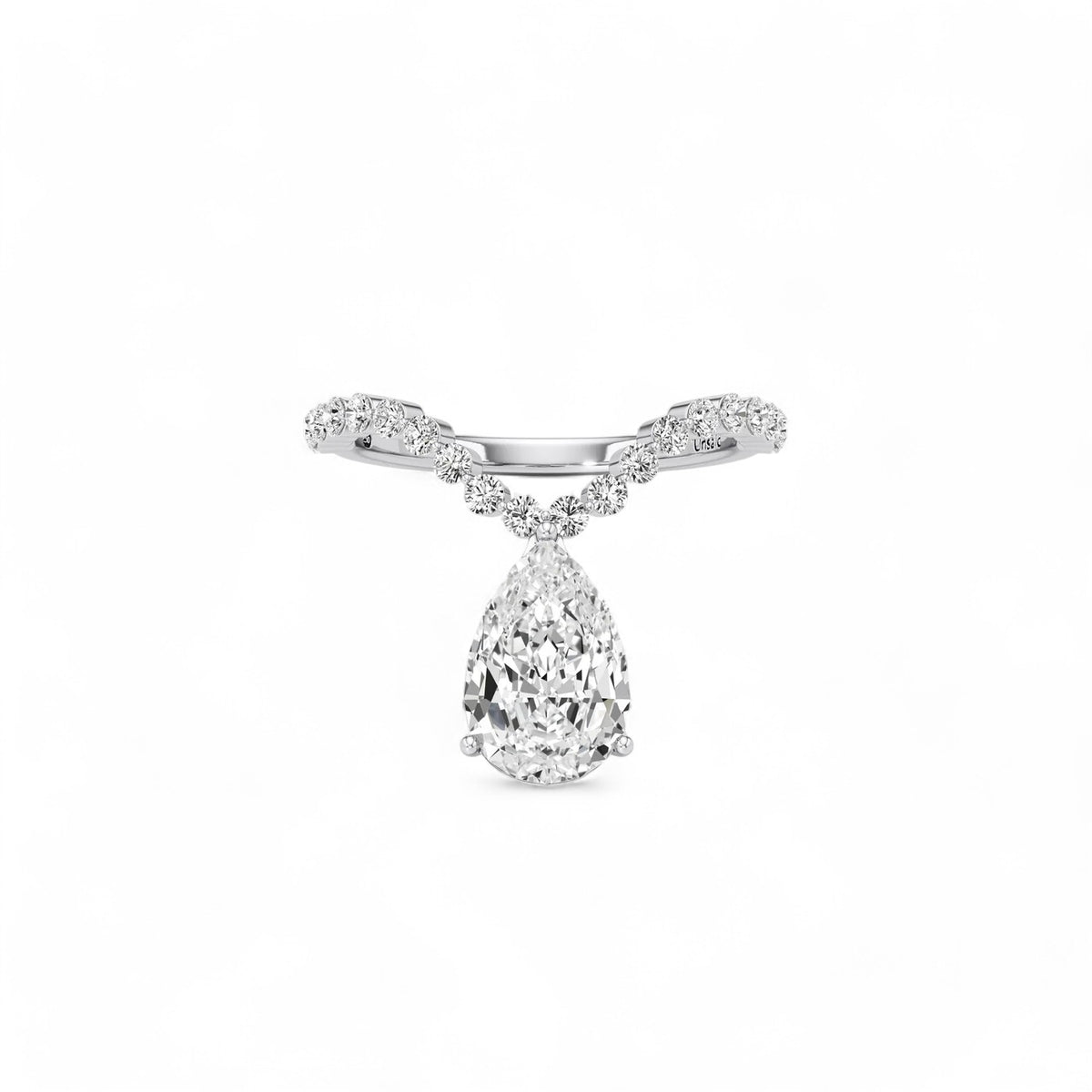 Nova U Drop Pave Diamond Ring