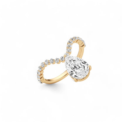 Nova U Drop Pave Diamond Ring