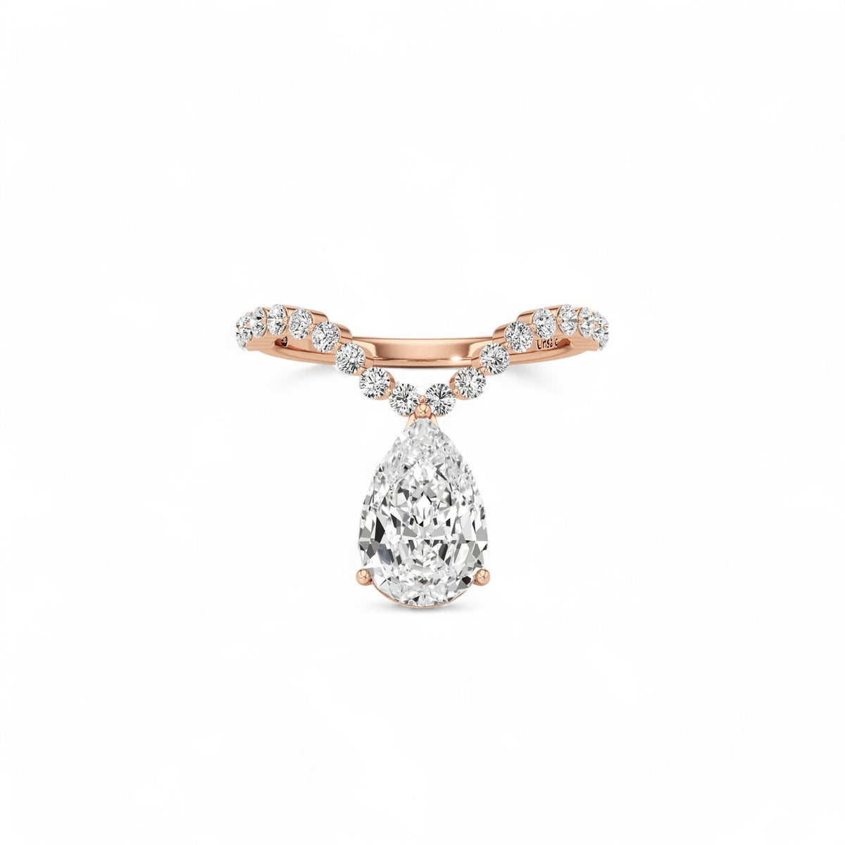 Nova U Drop Pave Diamond Ring