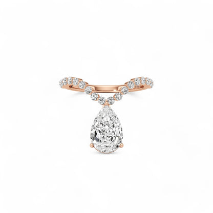 Nova U Drop Pave Diamond Ring