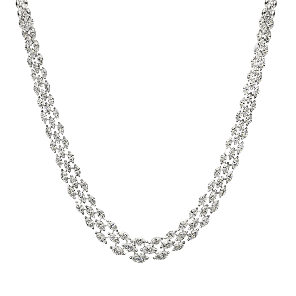 Triple Row Marquise Diamond Necklace