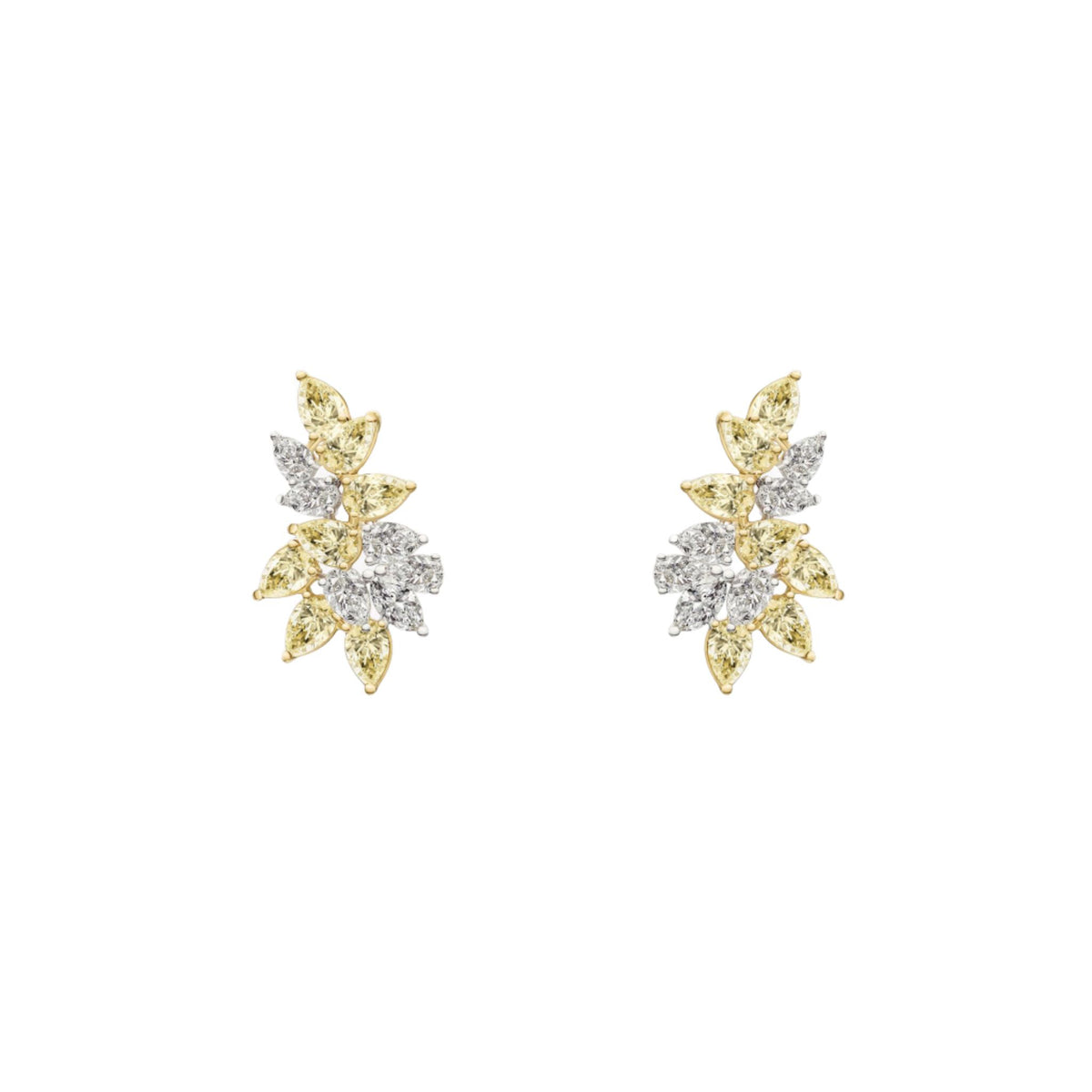 Two-Tone Diamond Cluster Earrings