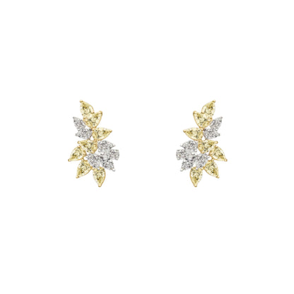 Two-Tone Diamond Cluster Earrings