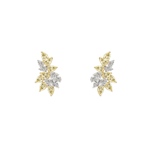 Two-Tone Diamond Cluster Earrings