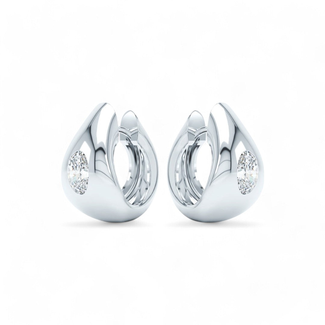 Riri Oval Diamond Huggies
