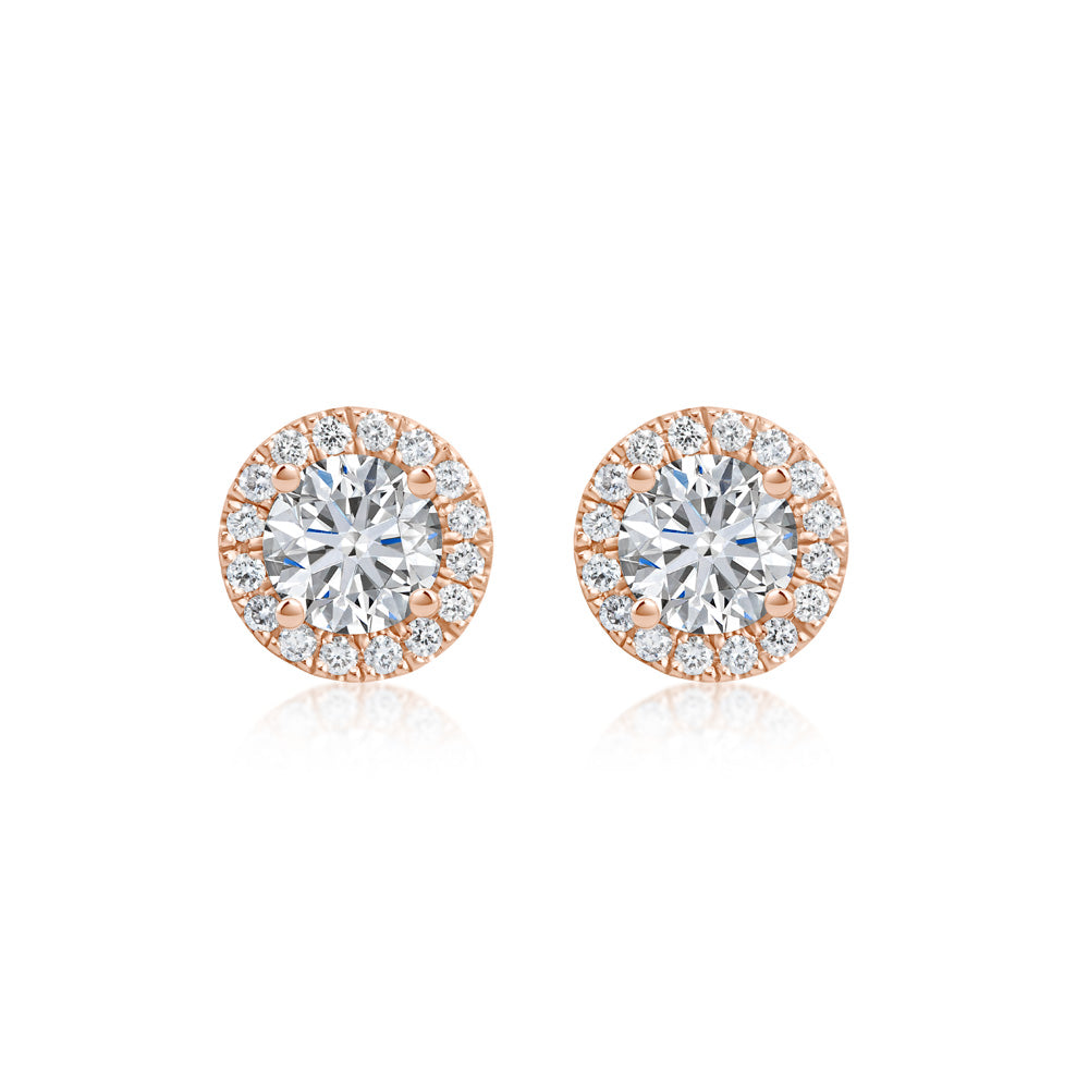 Round Diamond Halo Studs