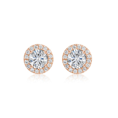 Round Diamond Halo Studs
