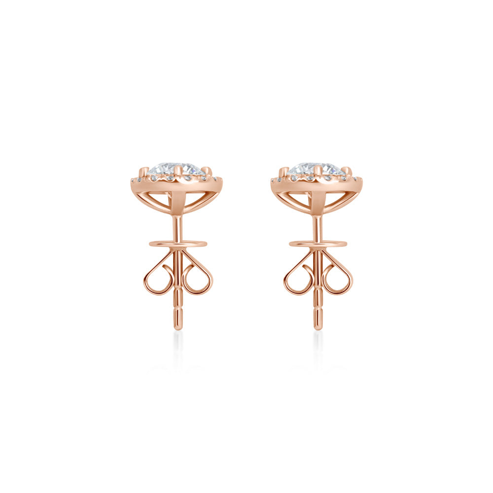 Round Diamond Halo Studs