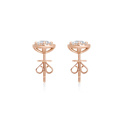 Round Diamond Halo Studs