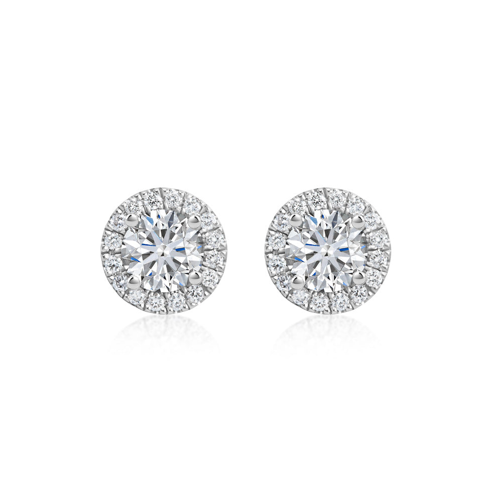 Round Diamond Halo Studs