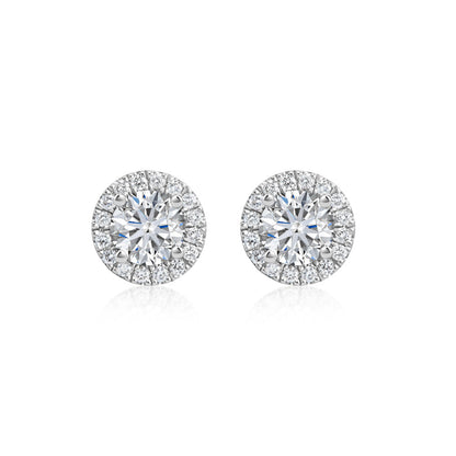 Round Diamond Halo Studs