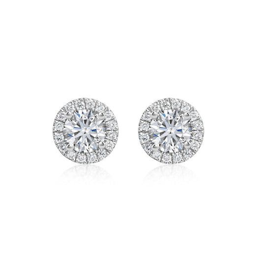 Round Diamond Halo Studs
