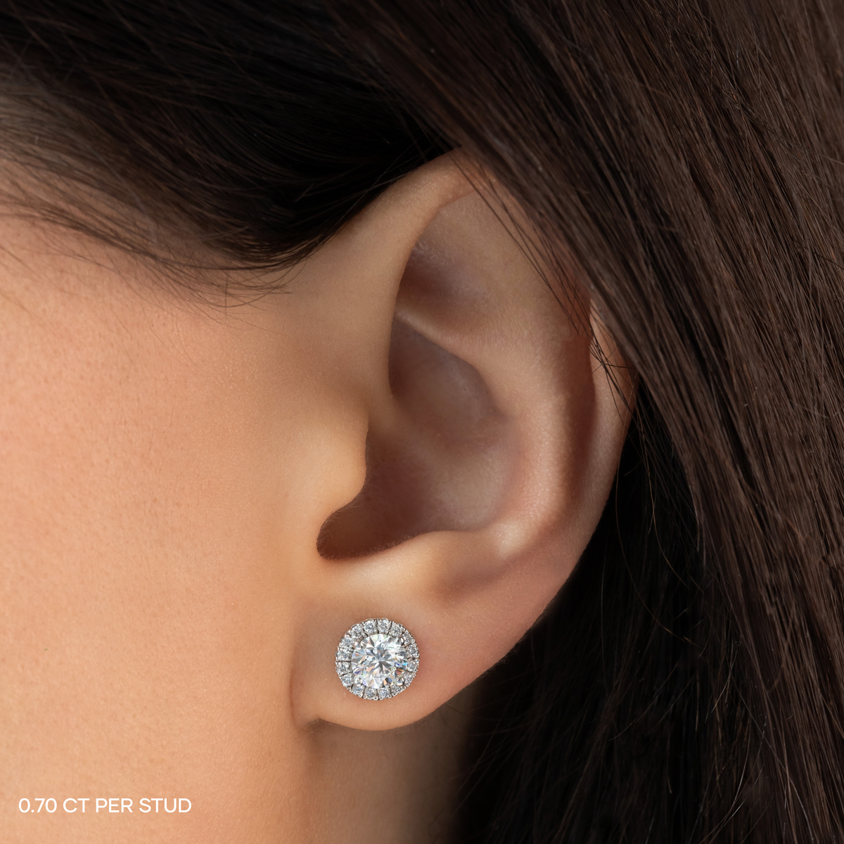 Round Diamond Halo Studs