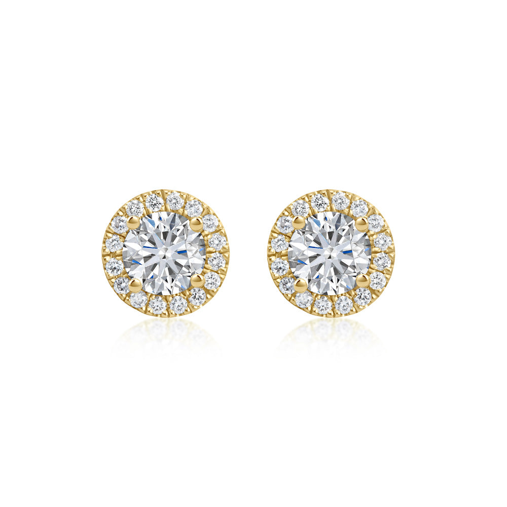 Round Diamond Halo Studs