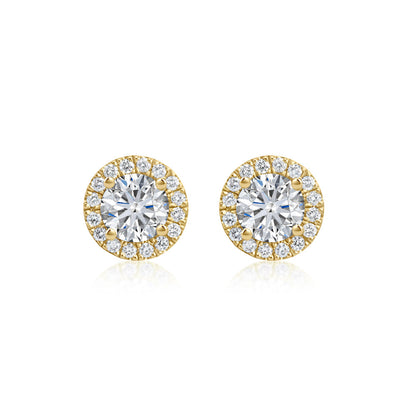 Round Diamond Halo Studs