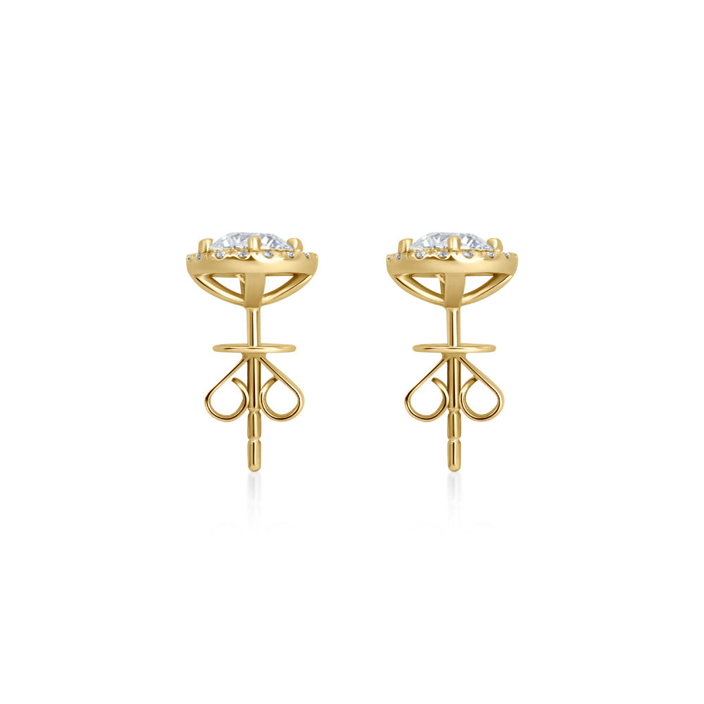 Round Diamond Halo Studs