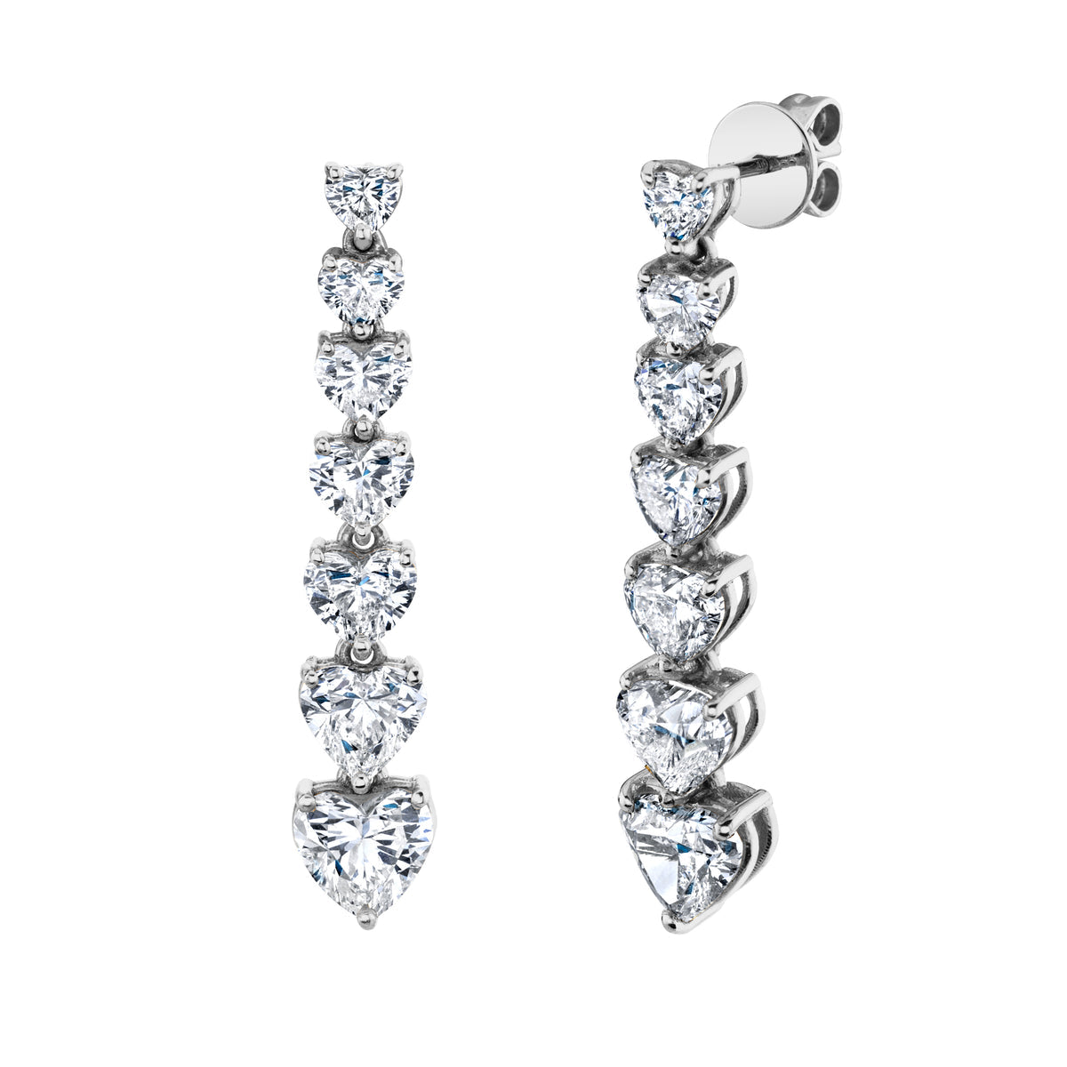 Diamond 7 Heart Drop Earrings