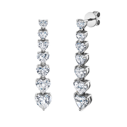 Diamond 7 Heart Drop Earrings
