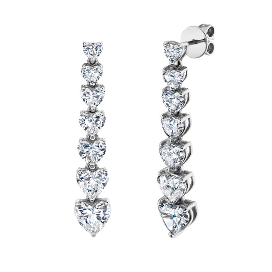 Diamond 7 Heart Drop Earrings
