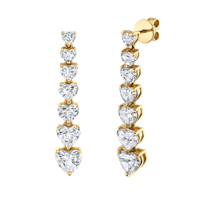 Diamond 7 Heart Drop Earrings