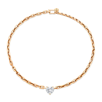 DIAMOND HEART GOLD LINK NECKLACE