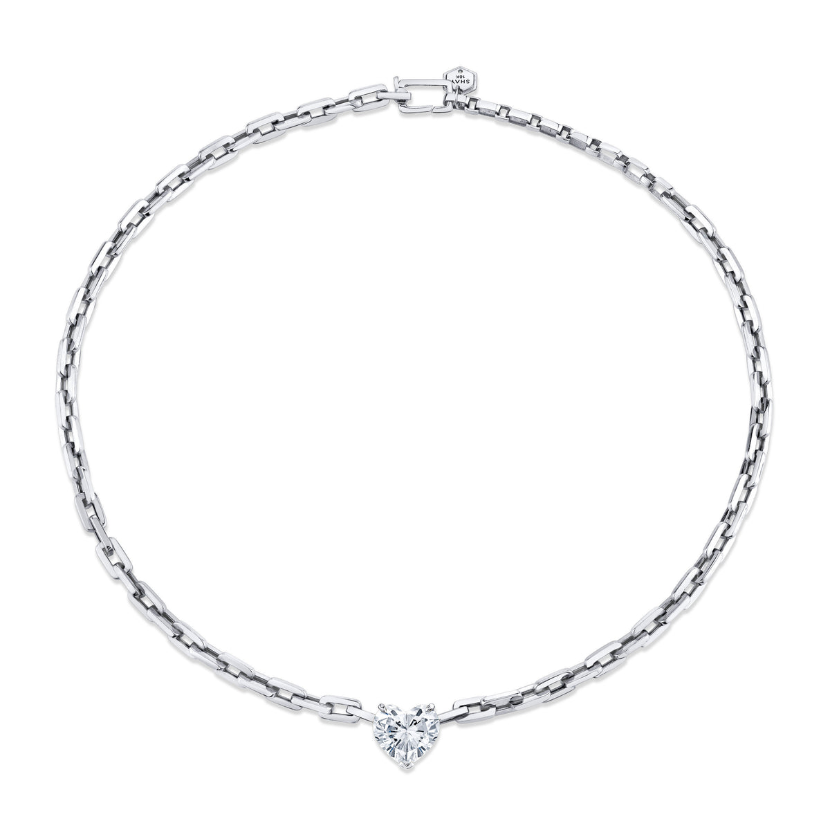 DIAMOND HEART GOLD LINK NECKLACE
