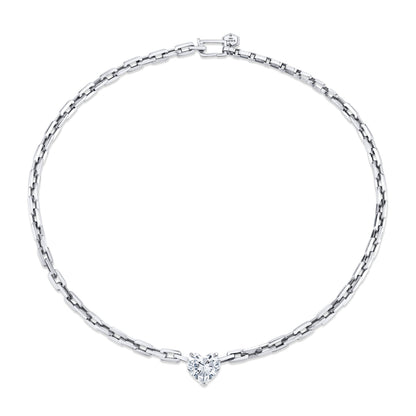 DIAMOND HEART GOLD LINK NECKLACE